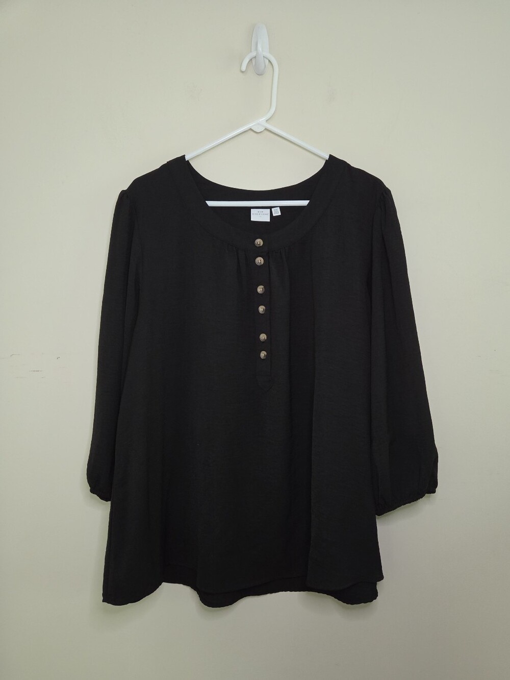 Women's New Directions Black 3/4 Sleeve Top Sz 2X